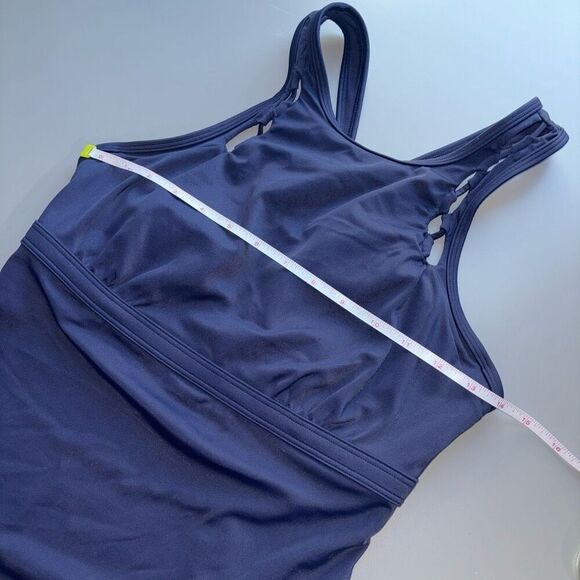 Athleta High Neck Bra Cup Loop Tankini Top blue 34D / DD - Picture 4 of 11